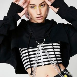 Current Mood Chained N' Dangerous Crop Hoodie NEW